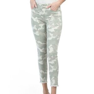Dear John Gisele High Waisted Skinny Jeans Pants Light Gray Camo